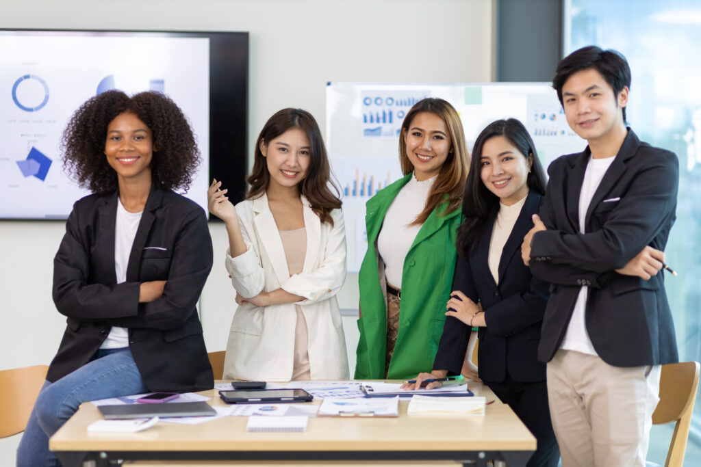 A group of interns in a marketing internship.