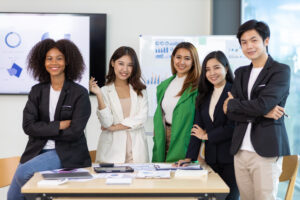 A group of interns in a marketing internship.